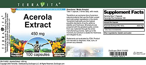 Etiqueta botella Extracto de Acerola TerraVita 100 cápsulas