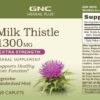 Etiqueta botella GNC Herbal Plus Cardo Mariano para función hepática