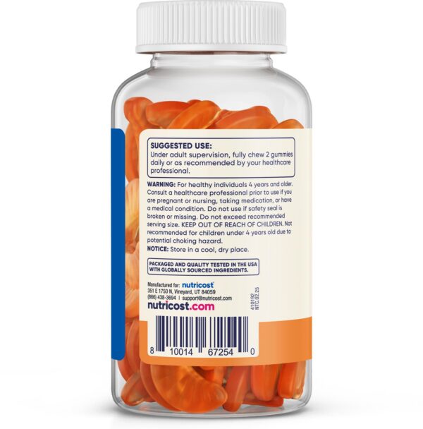 Etiqueta botella gomitas vitamina C para niños Nutricost 120 unidades