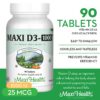 Etiqueta botella Maxi Health vitamina D3 1000 IU