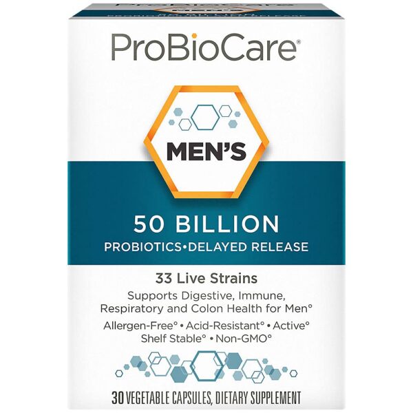 Etiqueta botella probiótico ProBioCare salud inmune y digestiva