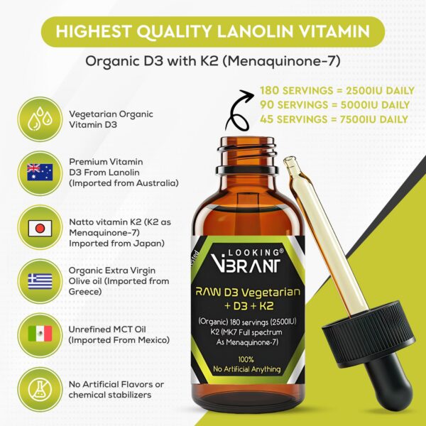 Etiqueta botella vitamina d3+k2 mk7 con aceite mct y oliva