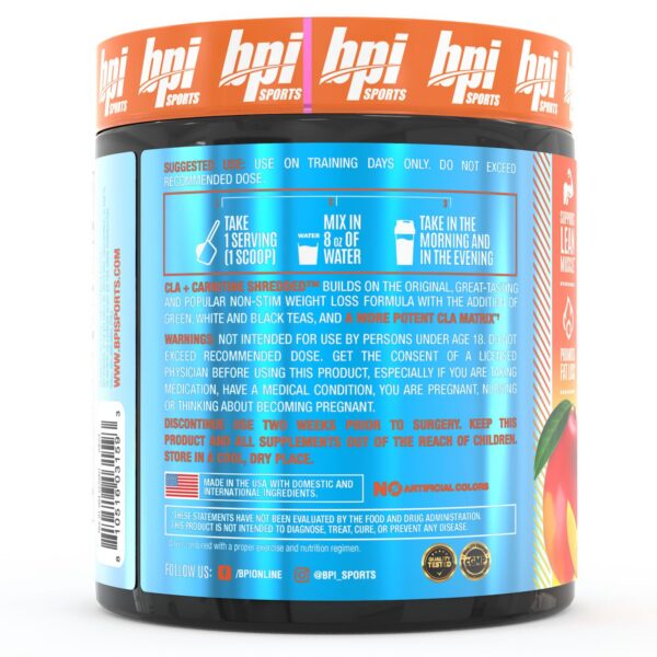 Version 1.0.0 Etiqueta BPI Sports CLA Carnitina 50 porciones mango tropical