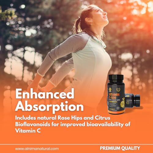 Etiqueta de C-500 mostrando rosa mosqueta y bioflavonoides.