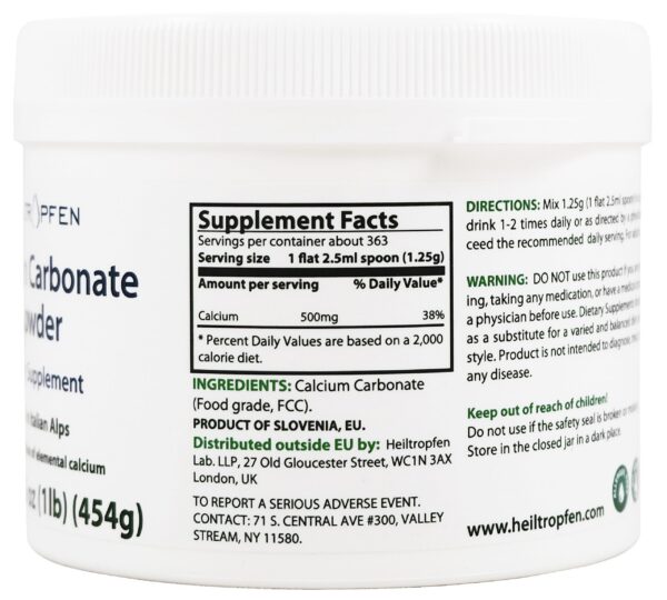 Etiqueta de CaCO3 Heiltropfen