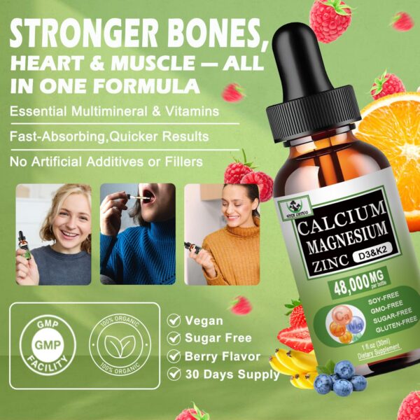 Etiqueta del producto calcio magnesio zinc gotas