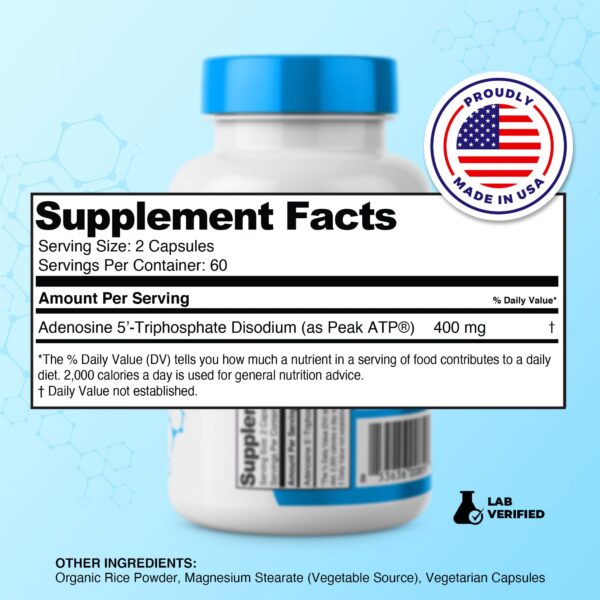 Version 1.0.0 Detalle etiqueta cápsulas ATP para resistencia y stamina