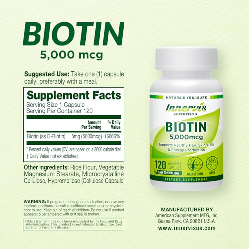 Etiqueta cápsulas biotina 5000mcg Innervisnutrition