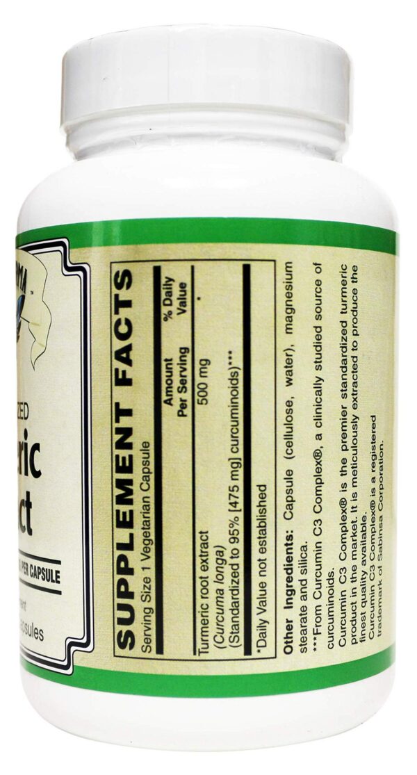 Etiqueta de cápsulas de cúrcuma 500mg con curcumina C3 Sabinsa