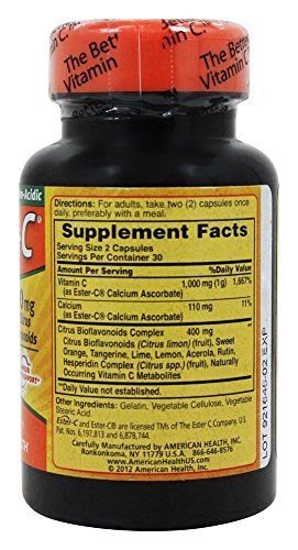 Etiqueta cápsulas Ester-C 500 mg American Health