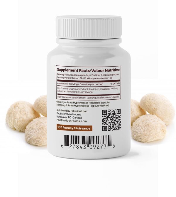 Etiqueta cápsulas Melena de León extracto natural 100% orgánico