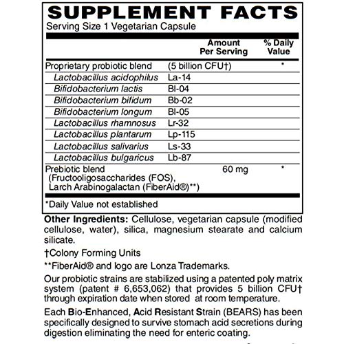 Etiqueta cápsulas probiótico BariatricPal Suprema Dophilus