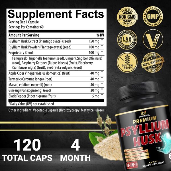 Version 1.0.0 Etiqueta cápsulas psyllium BMVINVOL ingredientes naturales