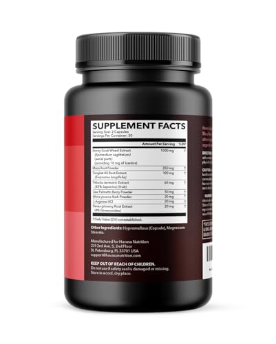 Etiqueta cápsulas para rendimiento y energía Horny Goat Weed