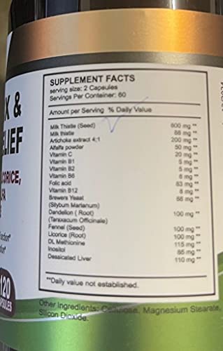 Etiqueta cápsulas Vitamisan limpieza hepática 120 unidades