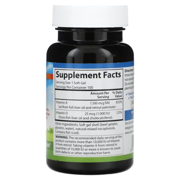Etiqueta detalle Carlson Labs Vitamina A y D 100 softgels