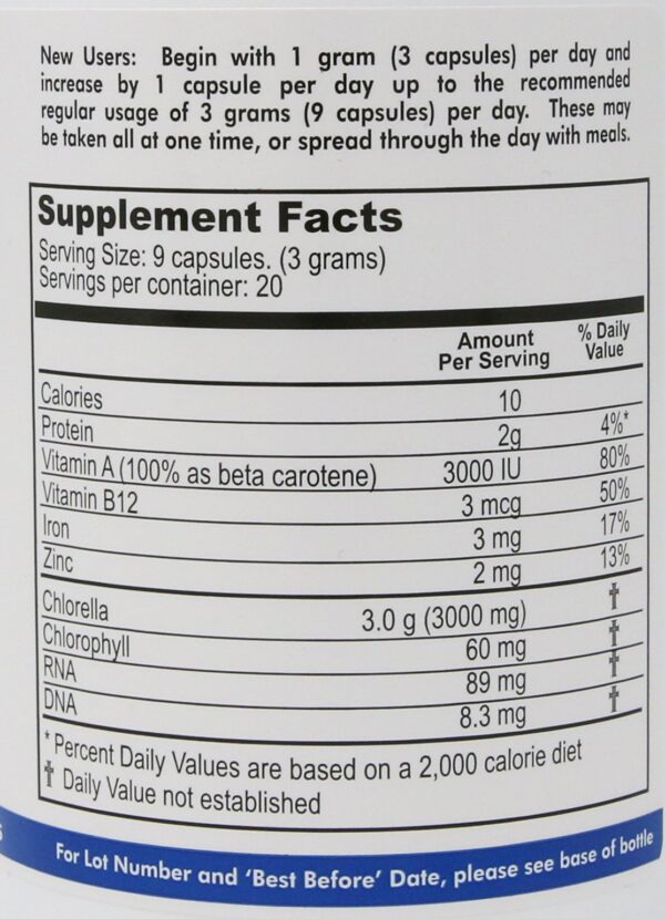 Etiqueta frontal clorela Nature's Balance