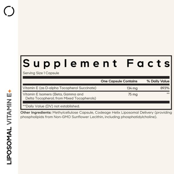 Etiqueta Codeage Vitamina E Liposomal tocoferoles mixtos