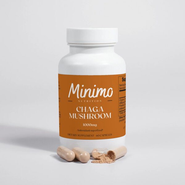 Etiqueta y composición cápsulas Chaga Minimo Nutrition
