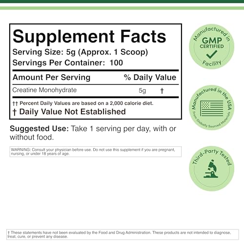 Etiqueta de creatina monohidratada sin rellenos