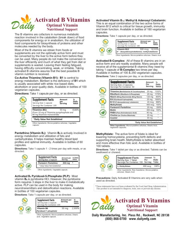 Daily Manufacturing Pantesin Pantetina suplemento vitamina b5