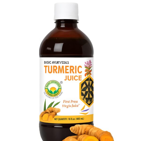 Etiqueta del producto en la botella Turmeric Juice