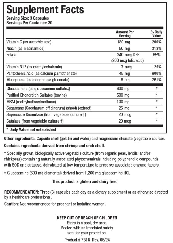 Etiqueta detallada con vitamina C y minerales