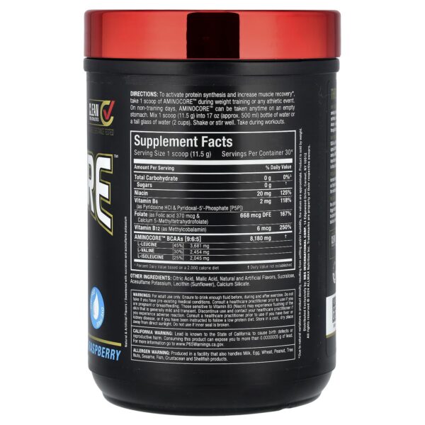 Etiqueta detallada de BCAA ALLMAX