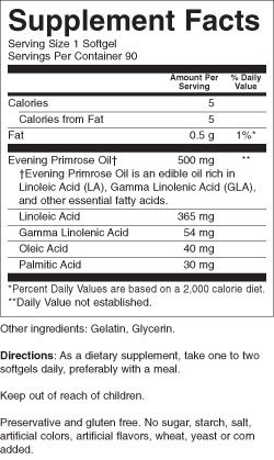 Etiqueta y detalles del suplemento Aceite de Onagra Nature's Blend