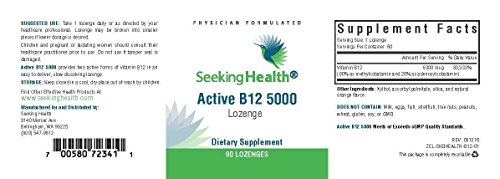 Version 1.0.0 Etiqueta y detalles activos del suplemento vitamina B12 5000 mcg