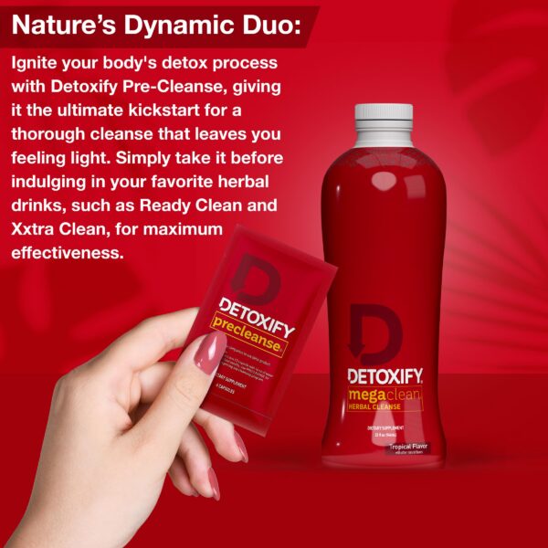 Version 1.0.0 Etiqueta frontal de Detoxify Mega Clean bebida detox tropical