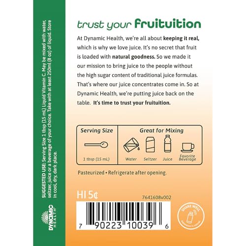 Etiqueta producto Dynamic Health Vitamina C líquida 1000 mg