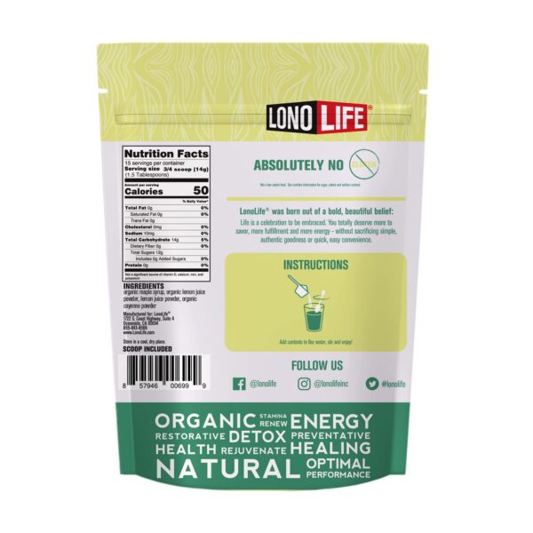 Etiqueta del envase Master Cleanse Lemonade Detox