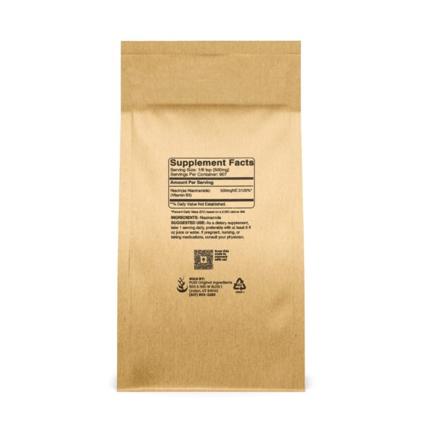 Etiqueta del envase Niacinamide de Pure Original Ingredients