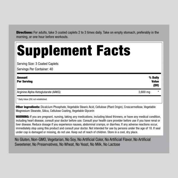 Etiqueta del envase AAKG caplets