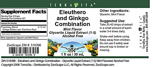 Etiqueta extracto eleuthero ginkgo terravita sin alcohol