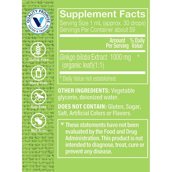 Etiqueta Extracto Ginkgo Biloba sin alcohol The Vitamin Shoppe