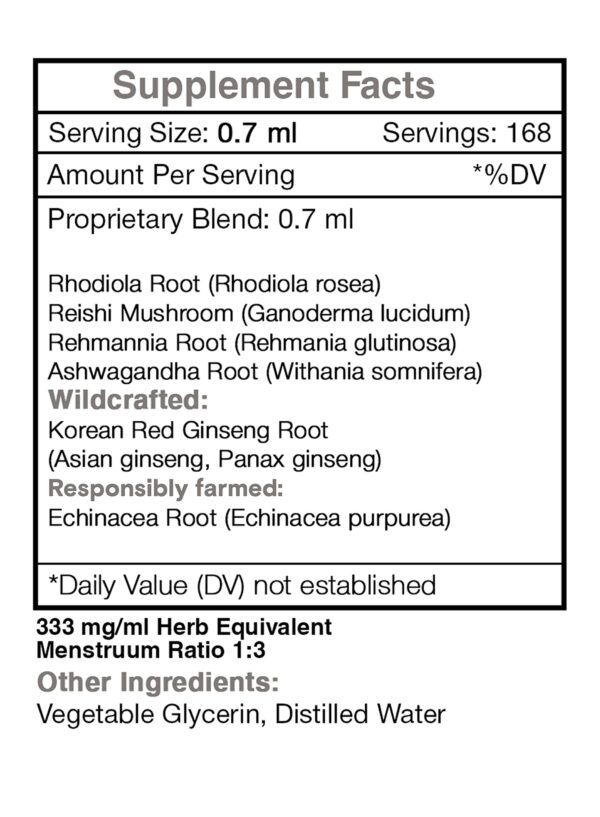 Etiqueta extracto herbal Secrets of the Tribe 4 onzas