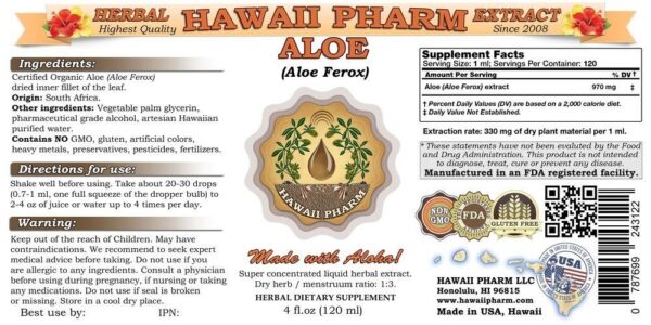 Suplemento natural HawaiiPharm con aloe ferox y polvo de hoja seca