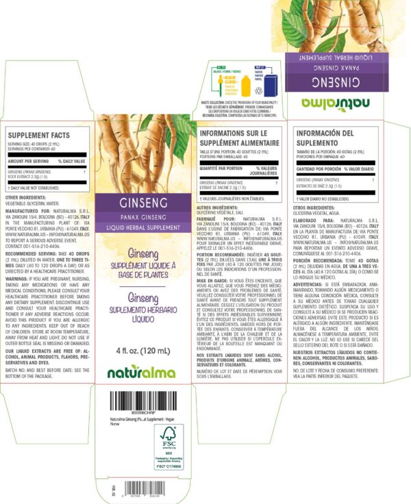 Version 1.0.0 Etiqueta de extracto líquido de Ginseng Naturalma