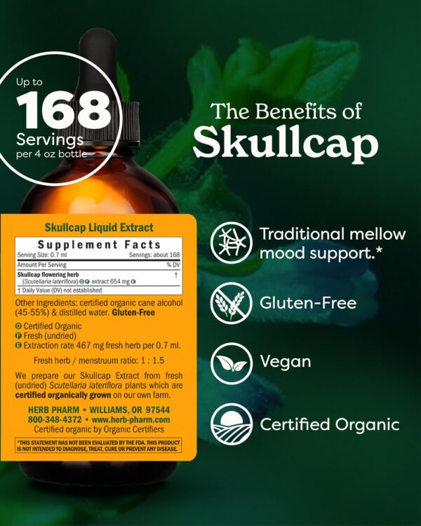 Version 1.0.0 Etiqueta extracto líquido orgánico Skullcap Herb Pharm
