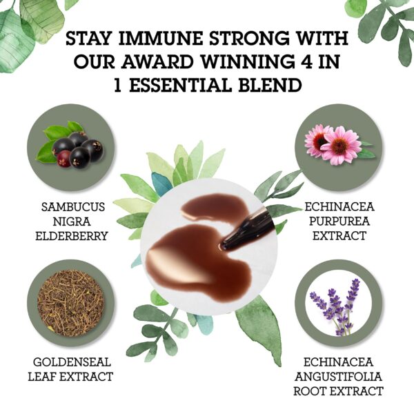 Etiqueta extracto líquido Quantum Health saúco equinácea goldenseal