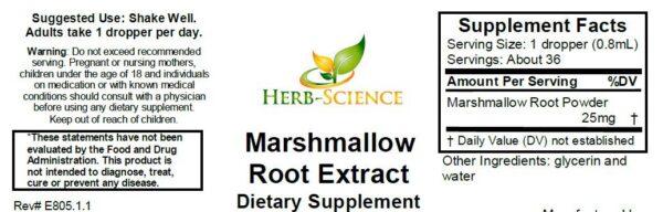 etiqueta botella extracto malvavisco herb-science 1oz