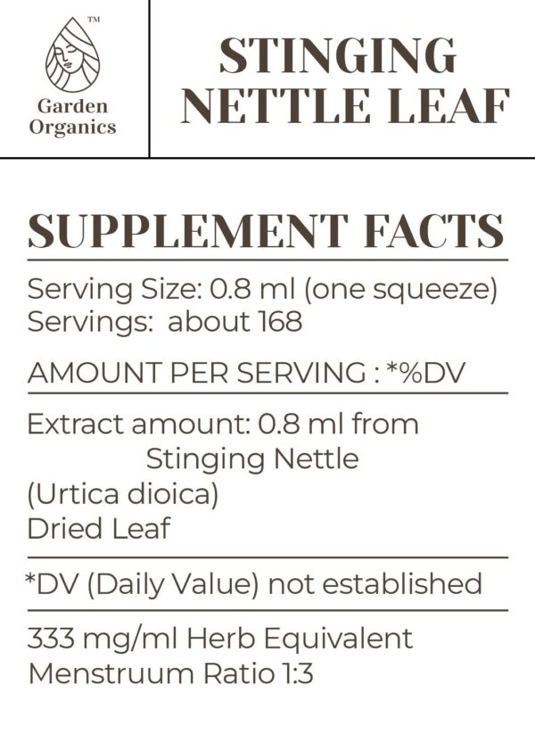 Version 1.0.0 Etiqueta del extracto orgánico hoja de ortiga sin alcohol