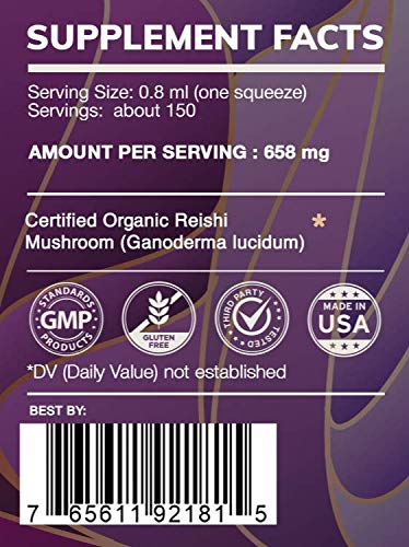 Etiqueta de Extracto de Reishi mostrando beneficios