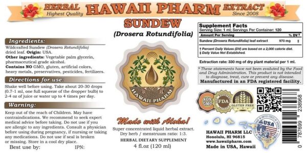 Version 1.0.0 Etiqueta frontal extracto de Sundew en polvo natural 2x32 onzas