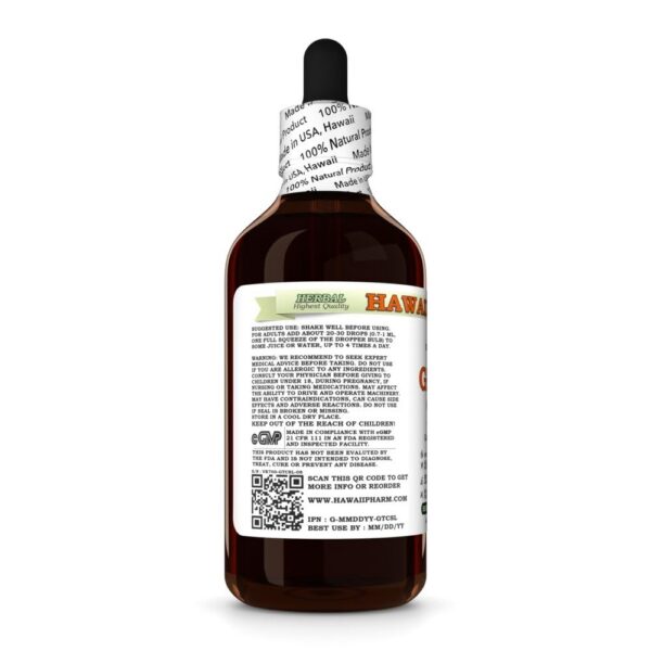Etiqueta extracto té verde Hawaii Pharm con ingredientes naturales