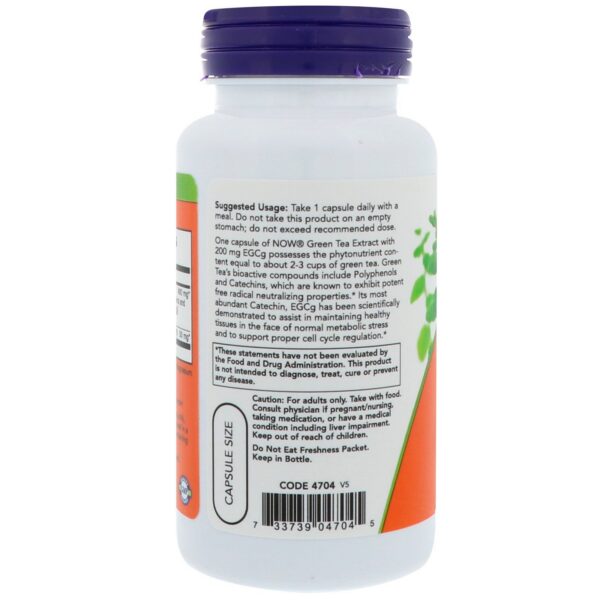 Etiqueta extracto de té verde Now Foods 400mg EGCG