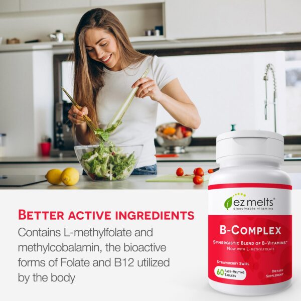 Etiqueta EZ Melts vitaminas B complex con L-metilfolato