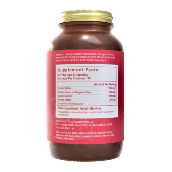 Etiqueta de Female Vitality MK Supplements